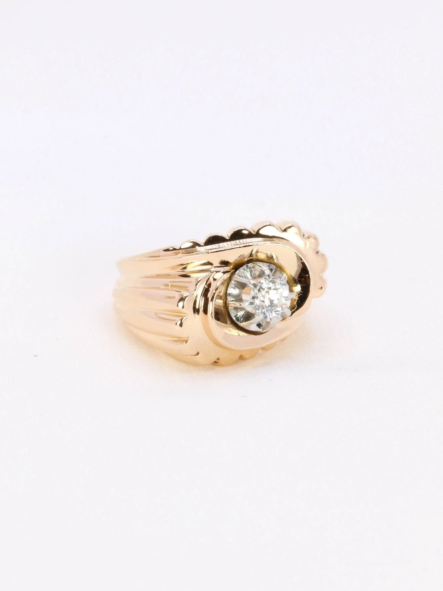 Bague tank or platine diamant taille ancienne 0.25ct - Castafiore