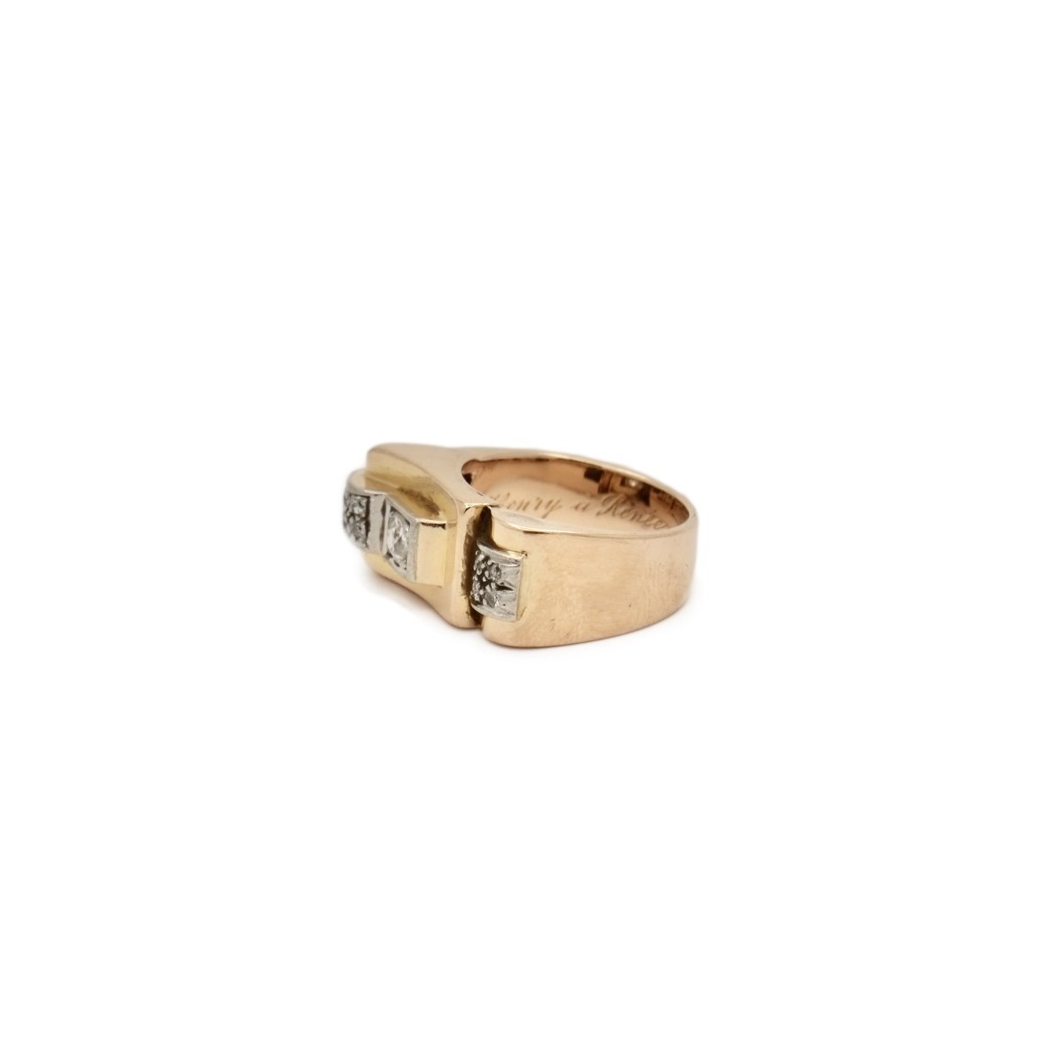 Bague tank or rose asymétrique - Castafiore
