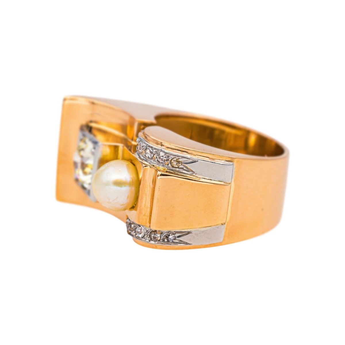 Bague Tank Or rose Diamant - Castafiore