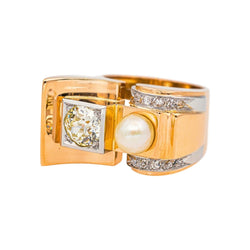 Bague Tank Or rose Diamant - Castafiore