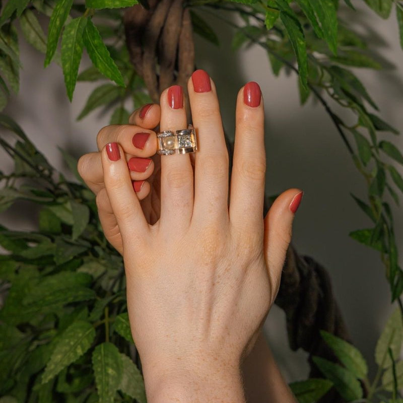 Bague Tank Or rose Diamant - Castafiore