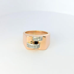 Bague Tank or rose et diamants - Castafiore