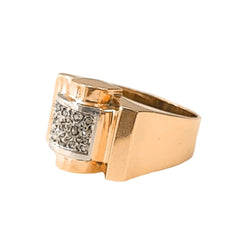 Bague Tank or rose, platine et diamants - Castafiore