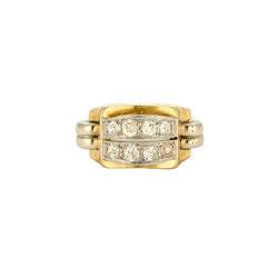 Bague Tank pont en or jaune et platine avec diamants - Castafiore
