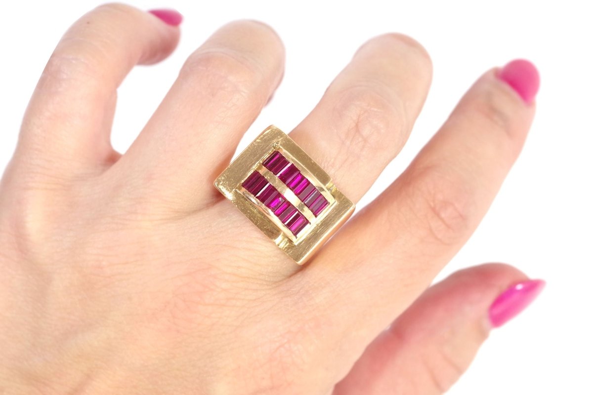 Bague Tank rubis en or - Castafiore