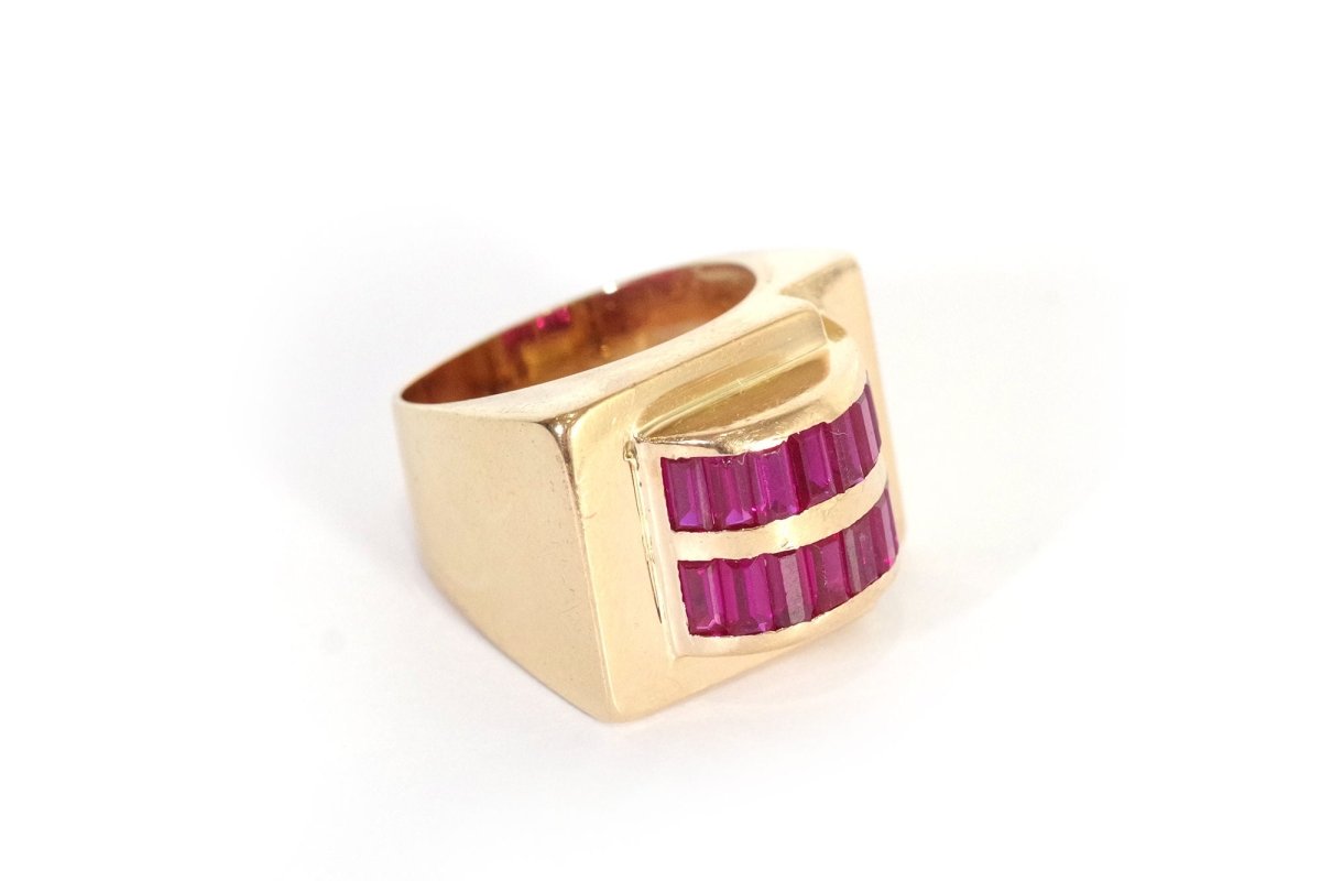 Bague Tank rubis en or - Castafiore