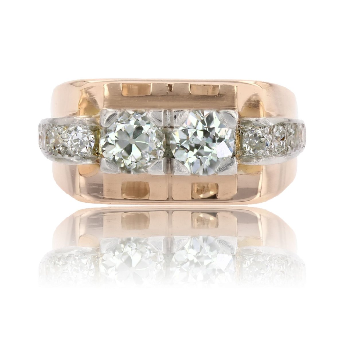 Bague TANK Tank en or jaune et platine - Castafiore