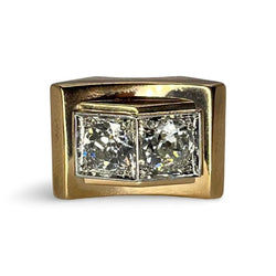 Bague Tank vintage en or rose et diamants - Castafiore