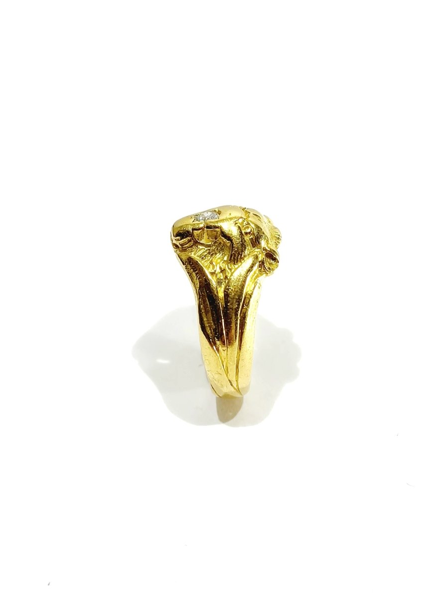 Bague tête de lion en or - Castafiore