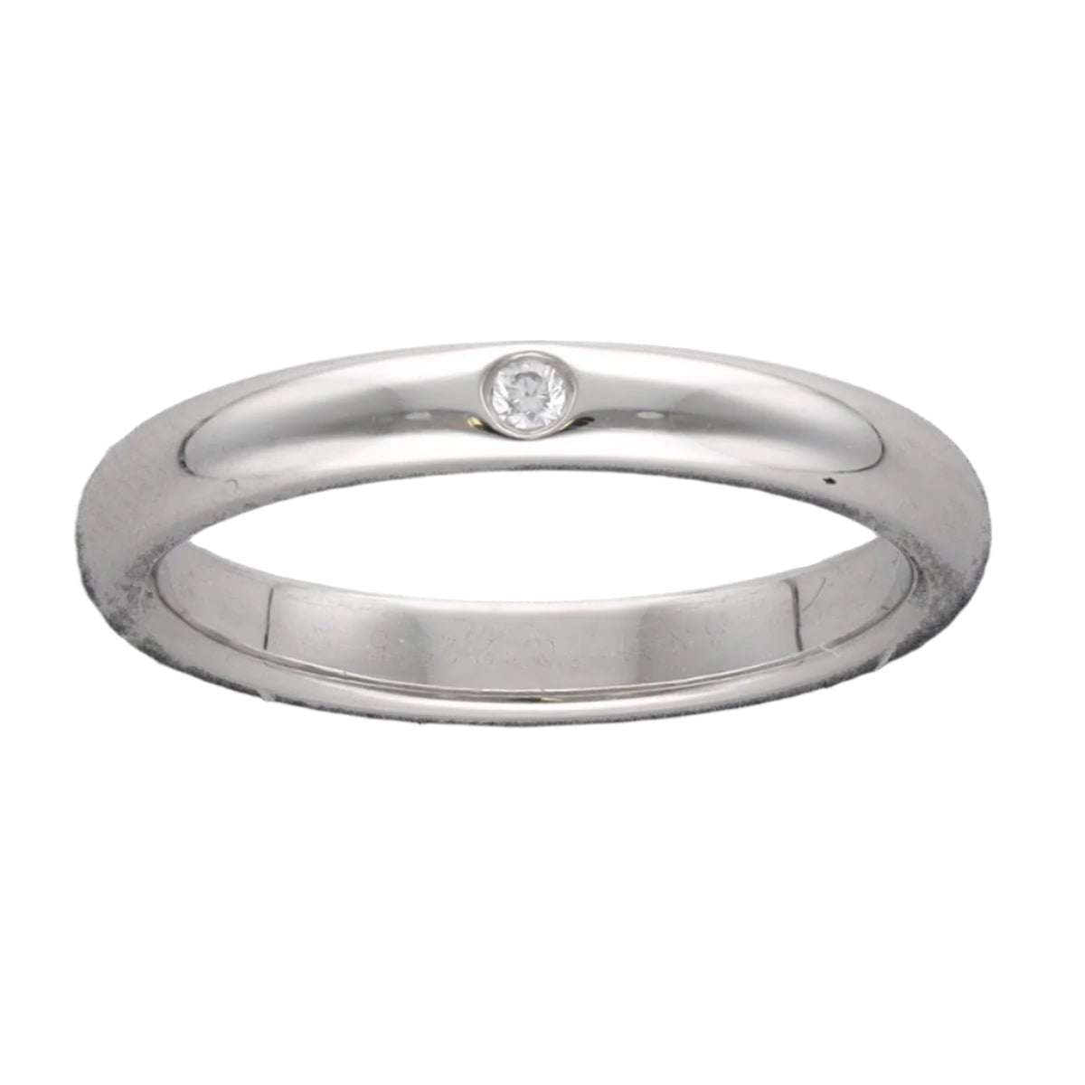 Bague Tiffany & Co en platine avec un diamant brillant de 0,02 Cts. Taille 52 - Castafiore