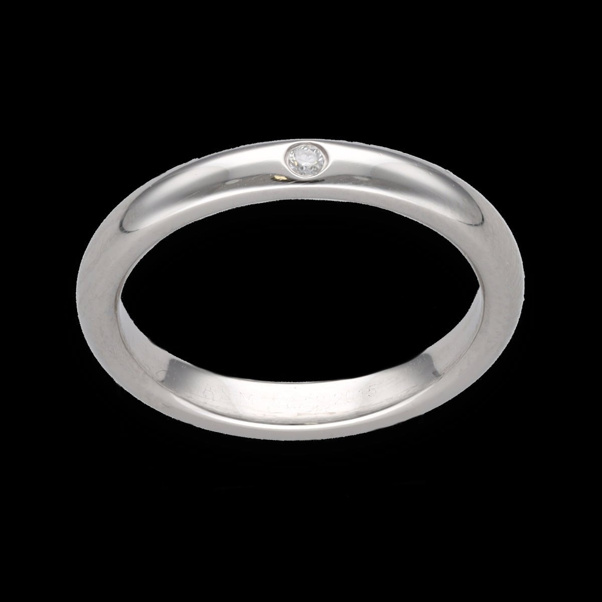 Bague Tiffany & Co en platine avec un diamant brillant de 0,02 Cts. Taille 52 - Castafiore