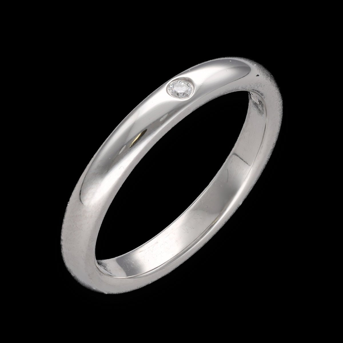 Bague Tiffany & Co en platine avec un diamant brillant de 0,02 Cts. Taille 52 - Castafiore