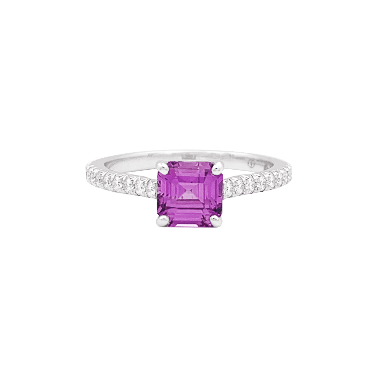 Bague TIFFANY & CO, "Novo" platine, saphir rose et diamants - Castafiore