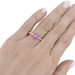 Bague TIFFANY & CO, "Novo" platine, saphir rose et diamants - Castafiore