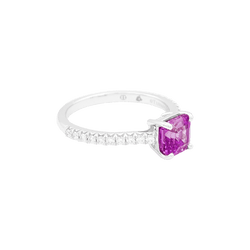 Bague TIFFANY & CO, "Novo" platine, saphir rose et diamants - Castafiore