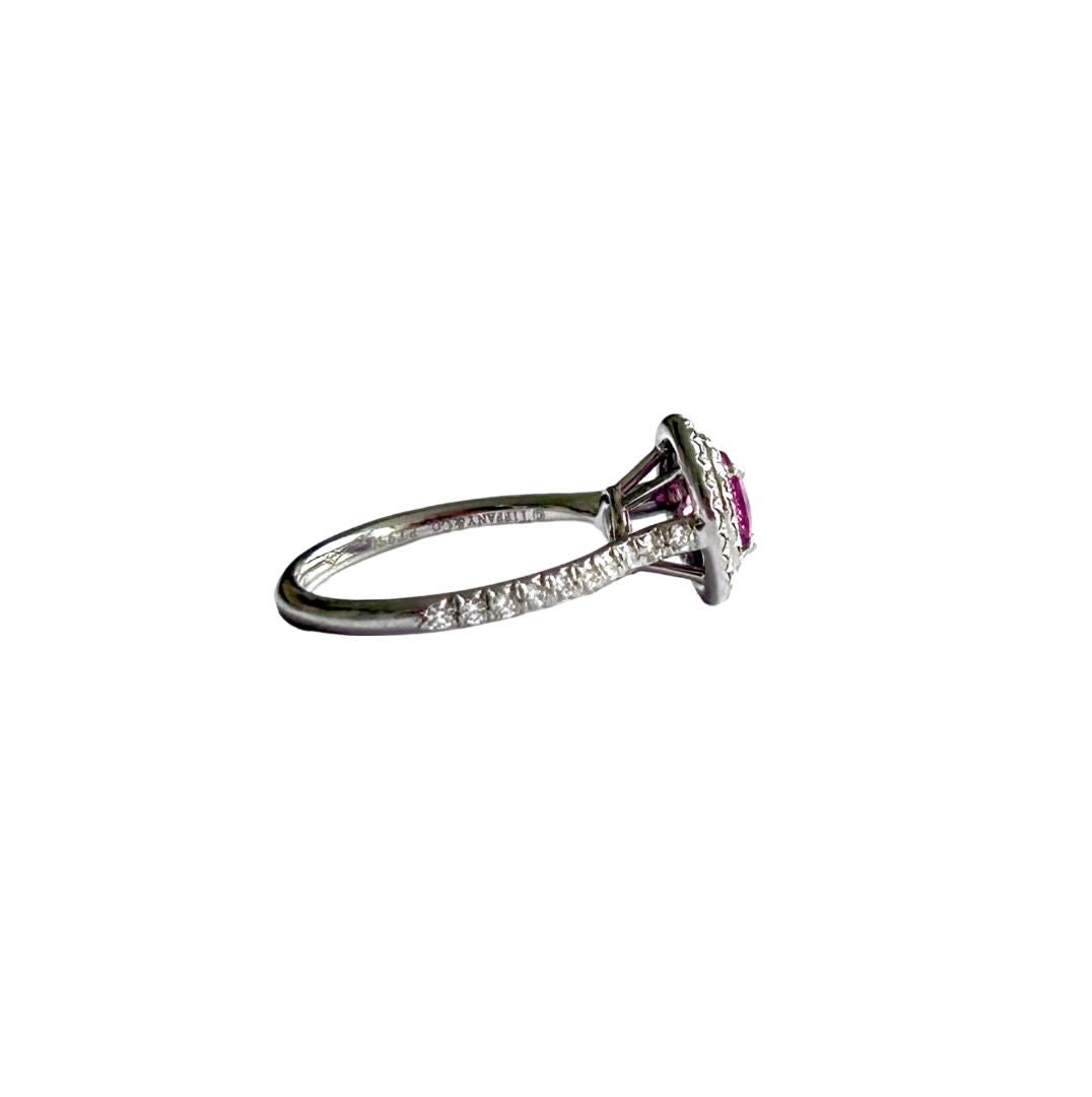 Bague TIFFANY & CO "Soleste" en platine, diamants et tourmaline rose - Castafiore