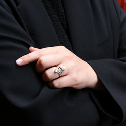 Bague toi et moi Belle - Epoque en or blanc, diamants et perle - Castafiore