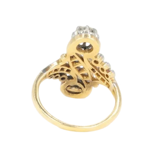 Bague toi et moi Belle - Epoque en or blanc, diamants et perle - Castafiore
