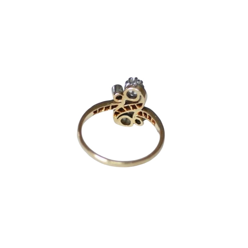 Bague Toi et Moi Diamants 0,55 Ct sur Or et Platine Belle Epoque - Castafiore
