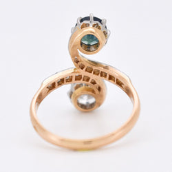 Bague Toi et Moi Diamants et Saphir, Belle Époque - Castafiore