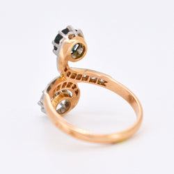 Bague Toi et Moi Diamants et Saphir, Belle Époque - Castafiore