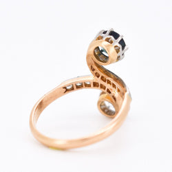 Bague Toi et Moi Diamants et Saphir, Belle Époque - Castafiore