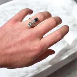 Bague Toi et Moi Diamants et Saphir, Belle Époque - Castafiore