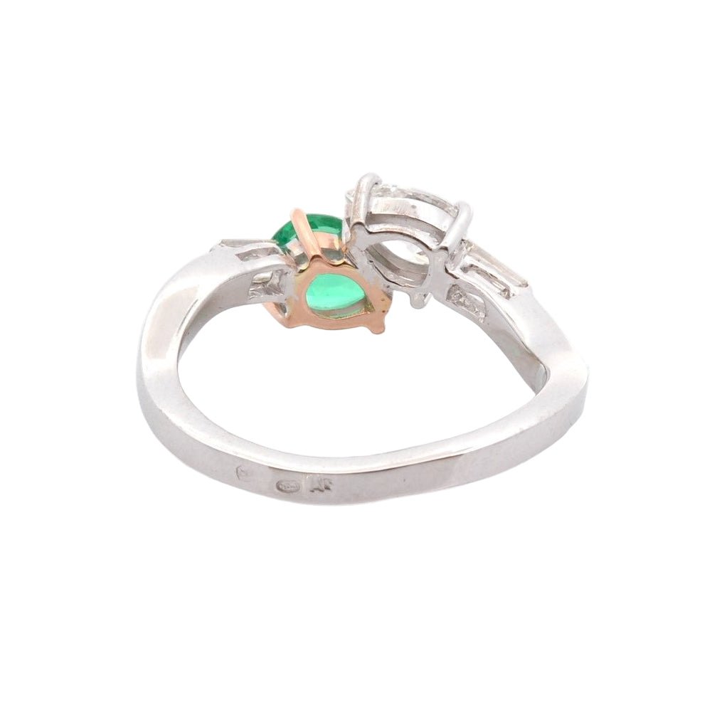 Bague Toi et Moi en or blanc, émeraude et diamants - Castafiore
