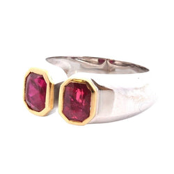 Bague Toi et Moi en or blanc et rubis - Castafiore