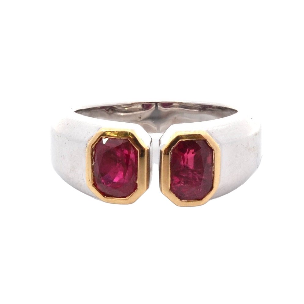 Bague Toi et Moi en or blanc et rubis - Castafiore