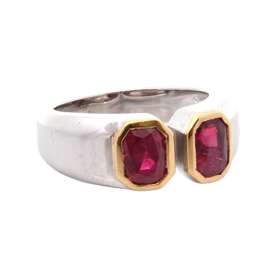 Bague Toi et Moi en or blanc et rubis - Castafiore