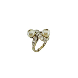 Bague Toi et Moi en or blanc, perles et diamants - Castafiore