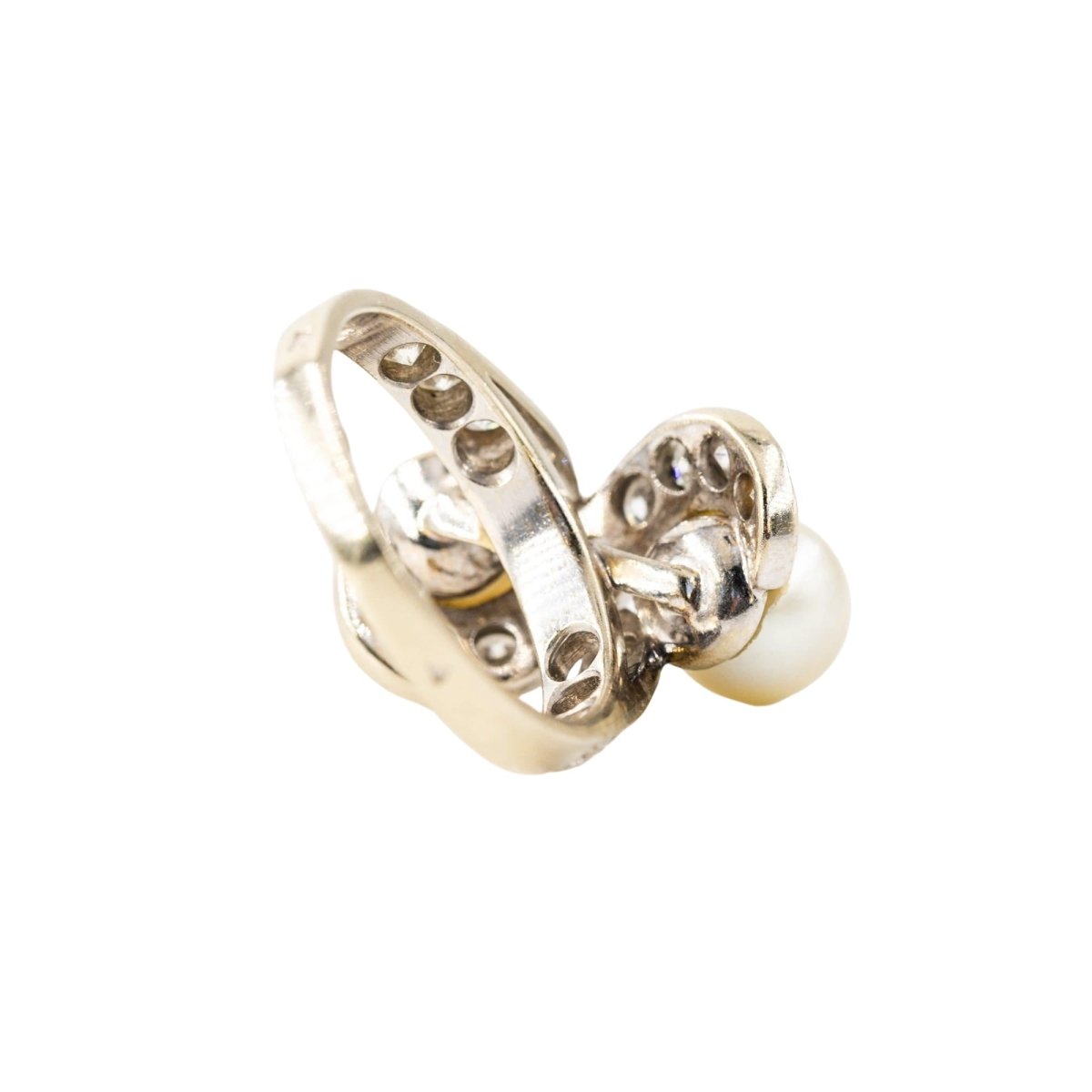 Bague Toi et Moi en or blanc, perles et diamants - Castafiore