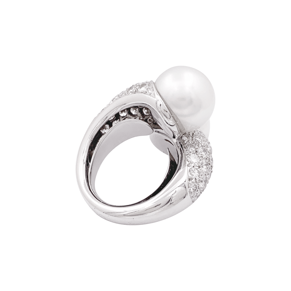 Bague Toi et Moi en or blanc, perles et diamants - Castafiore