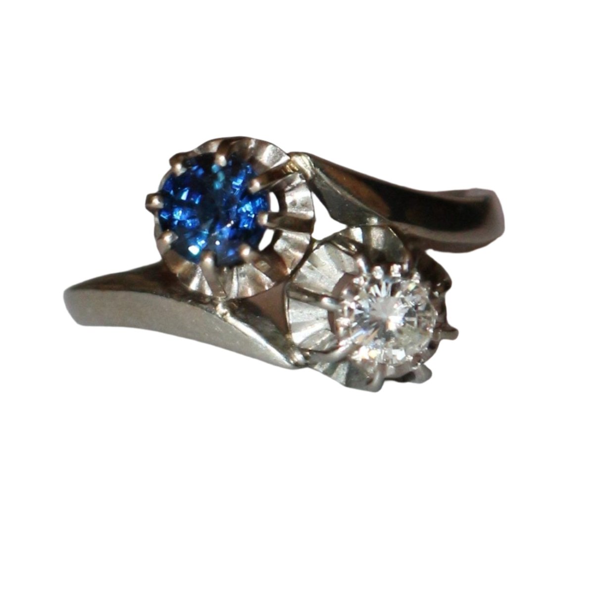 Bague Toi Et Moi en or gris, saphir et diamant - Castafiore