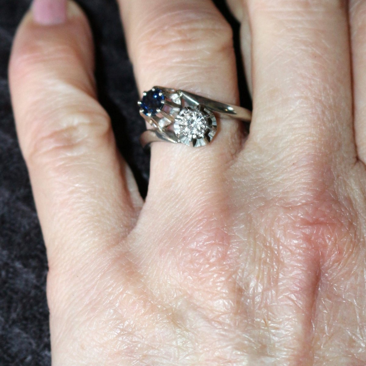 Bague Toi Et Moi en or gris, saphir et diamant - Castafiore