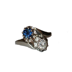 Bague Toi Et Moi en or gris, saphir et diamant - Castafiore