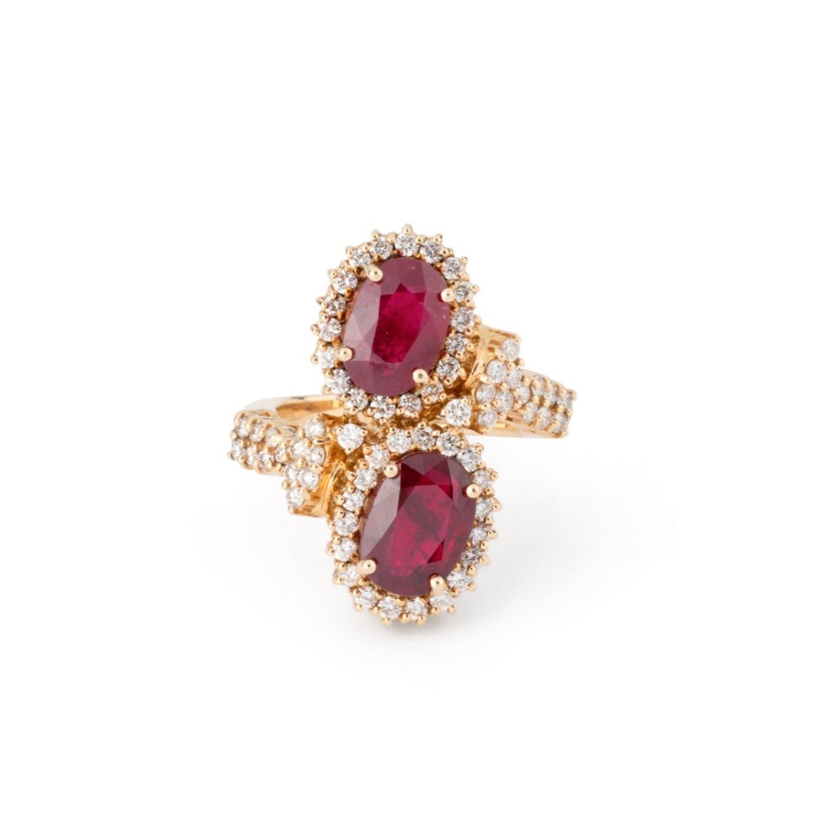Bague Toi et Moi en or jaune, diamants et rubis - Castafiore