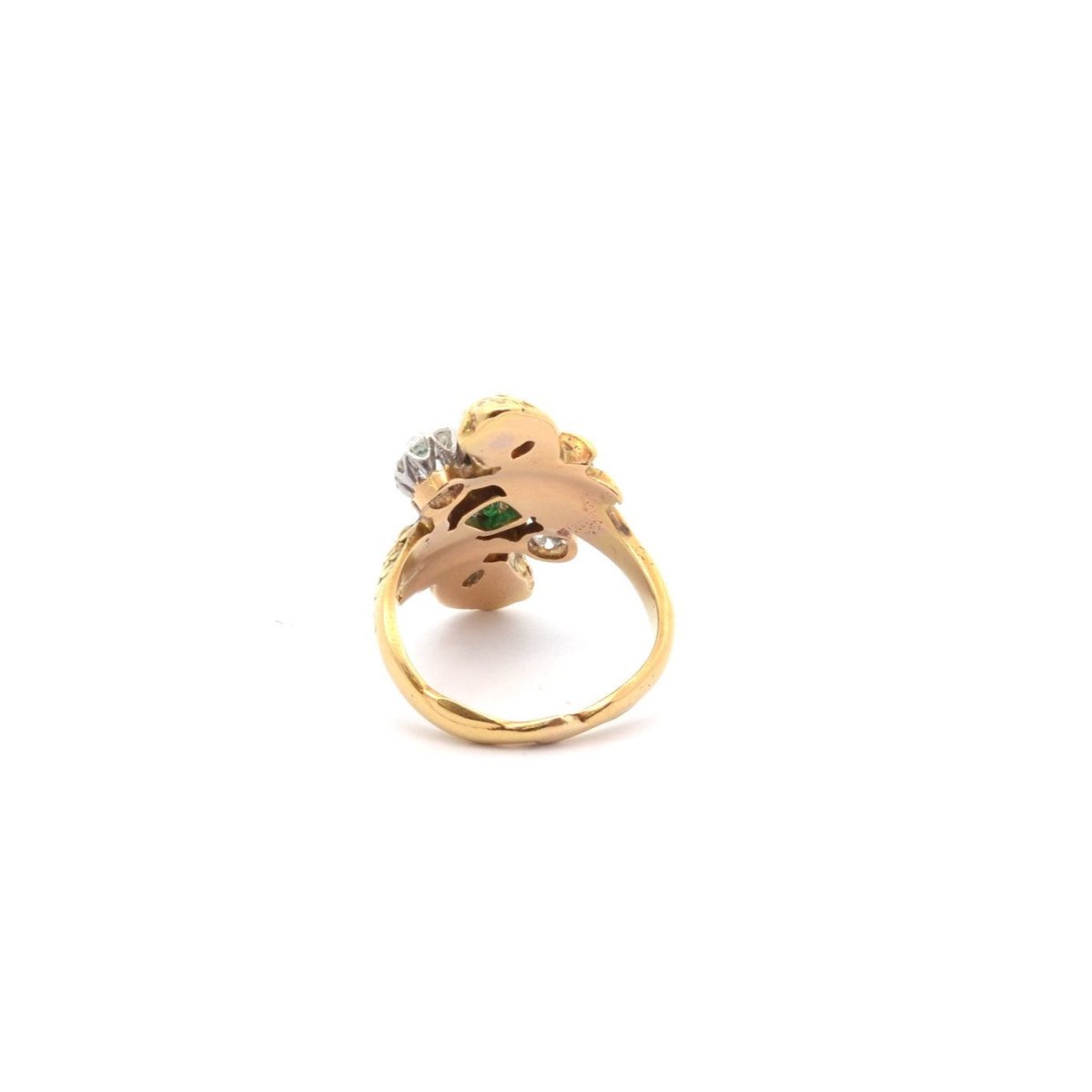Bague Toi et Moi en or jaune, émeraude et diamants - Castafiore