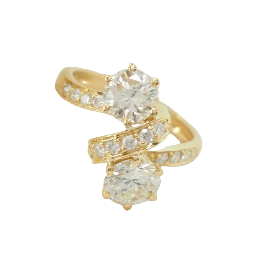 Bague Toi et Moi en or jaune et diamants - Castafiore