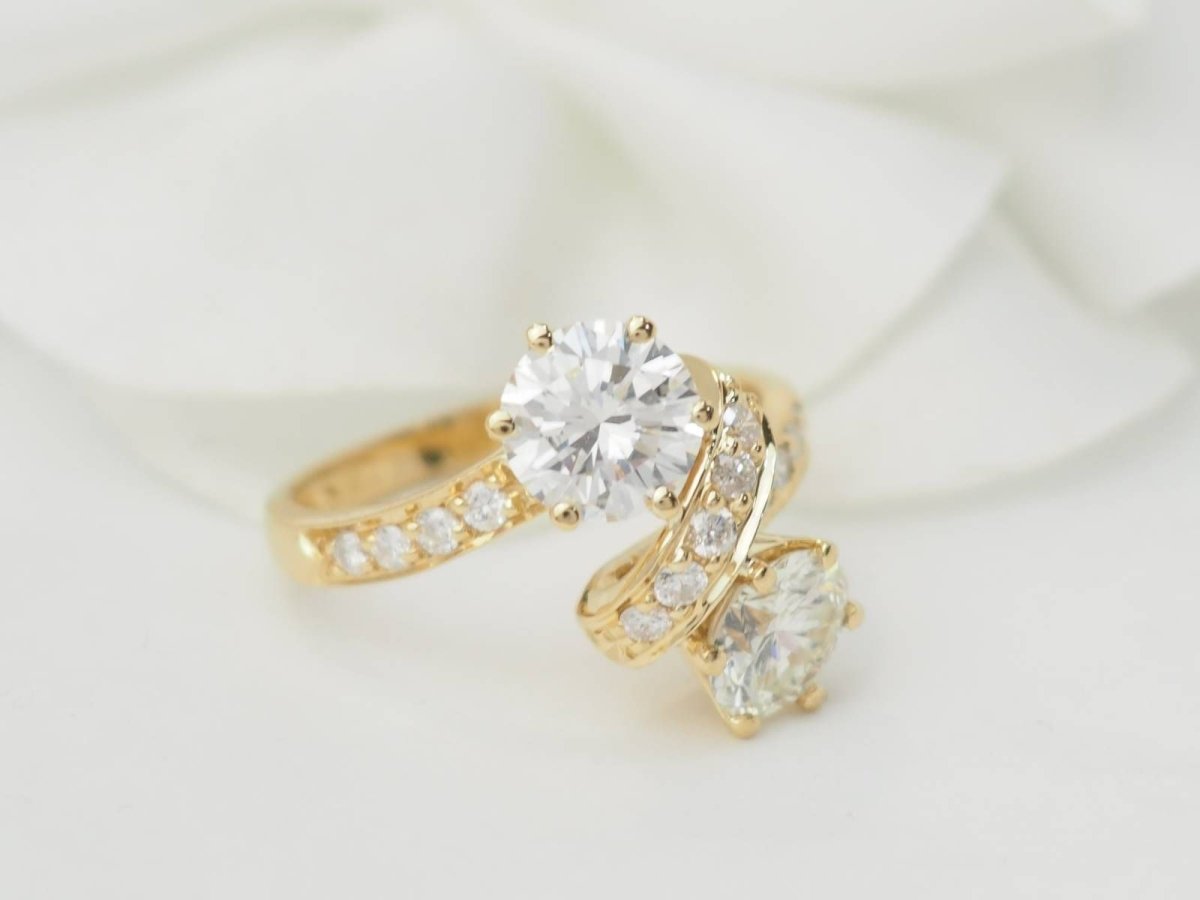 Bague Toi et Moi en or jaune et diamants - Castafiore