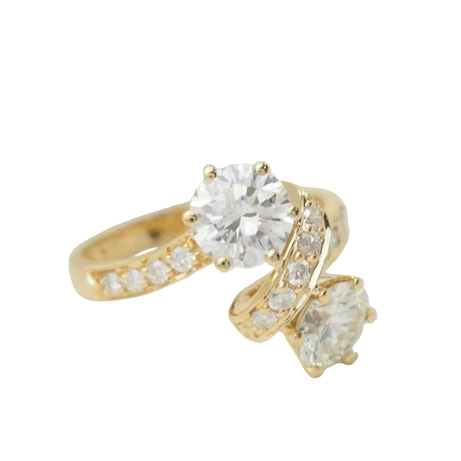 Bague Toi et Moi en or jaune et diamants - Castafiore