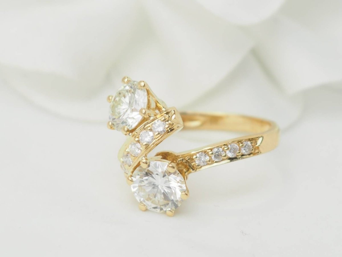 Bague Toi et Moi en or jaune et diamants - Castafiore