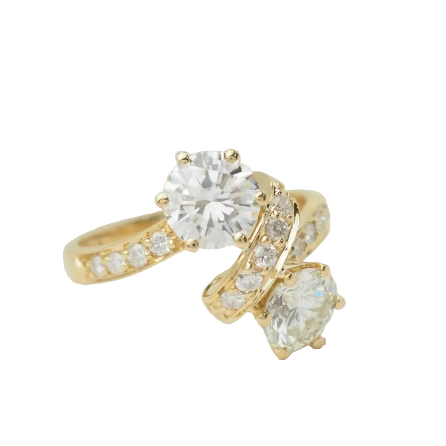 Bague Toi et Moi en or jaune et diamants - Castafiore