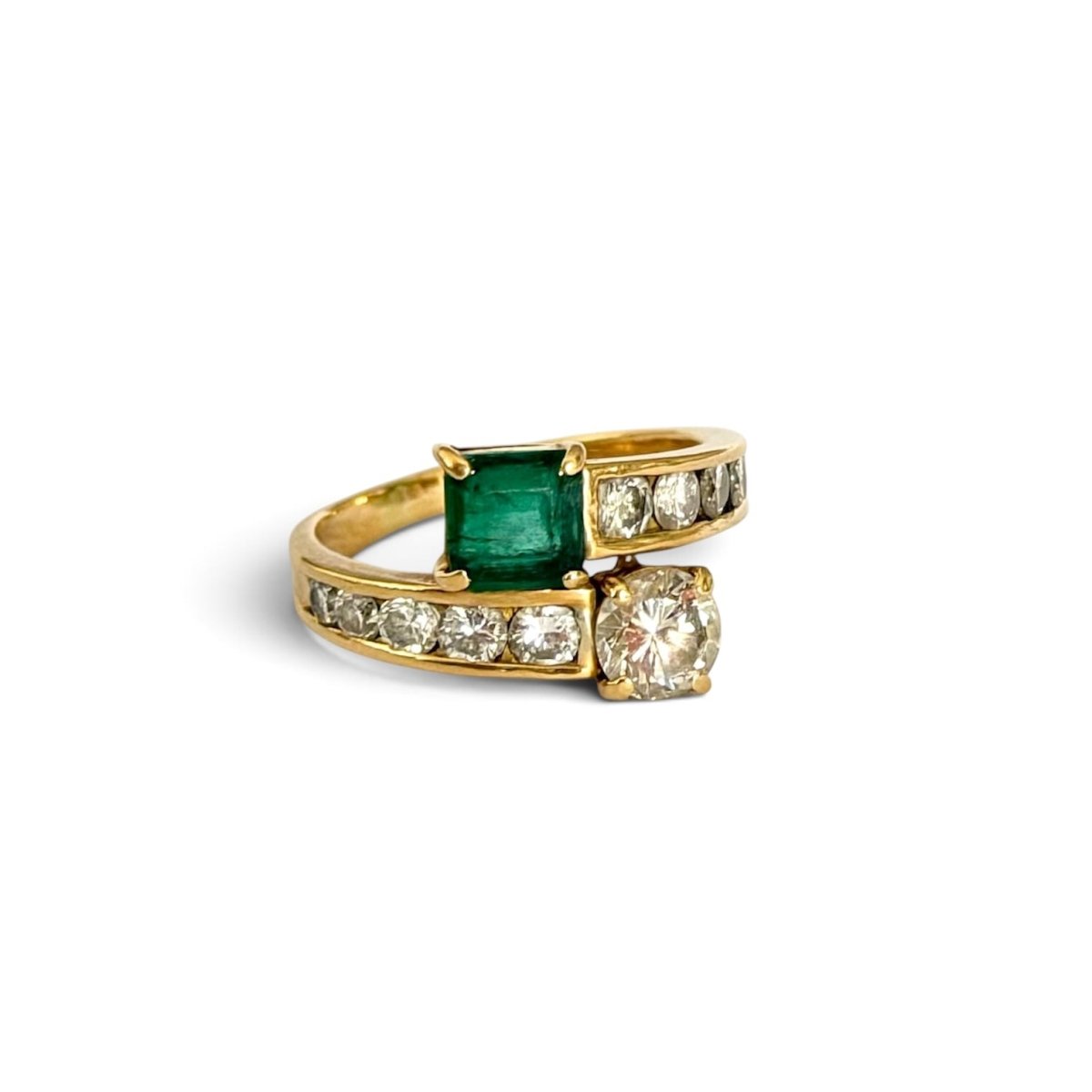 Bague toi et moi en or jaune et émeraude - Castafiore