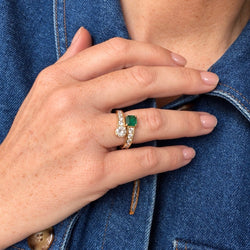 Bague toi et moi en or jaune et émeraude - Castafiore