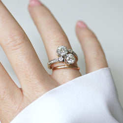 Bague Toi et Moi en or jaune, platine, et diamants - Castafiore