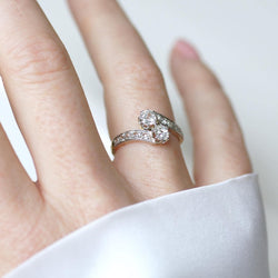 Bague Toi et Moi en or jaune, platine, et diamants - Castafiore