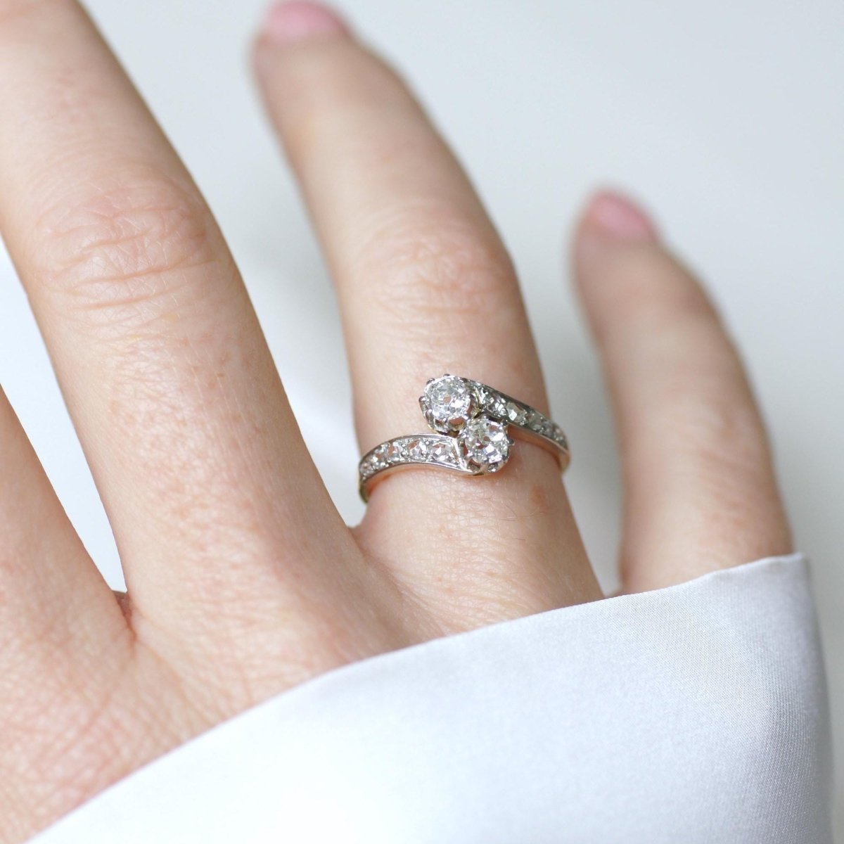 Bague Toi et Moi en or jaune, platine, et diamants - Castafiore