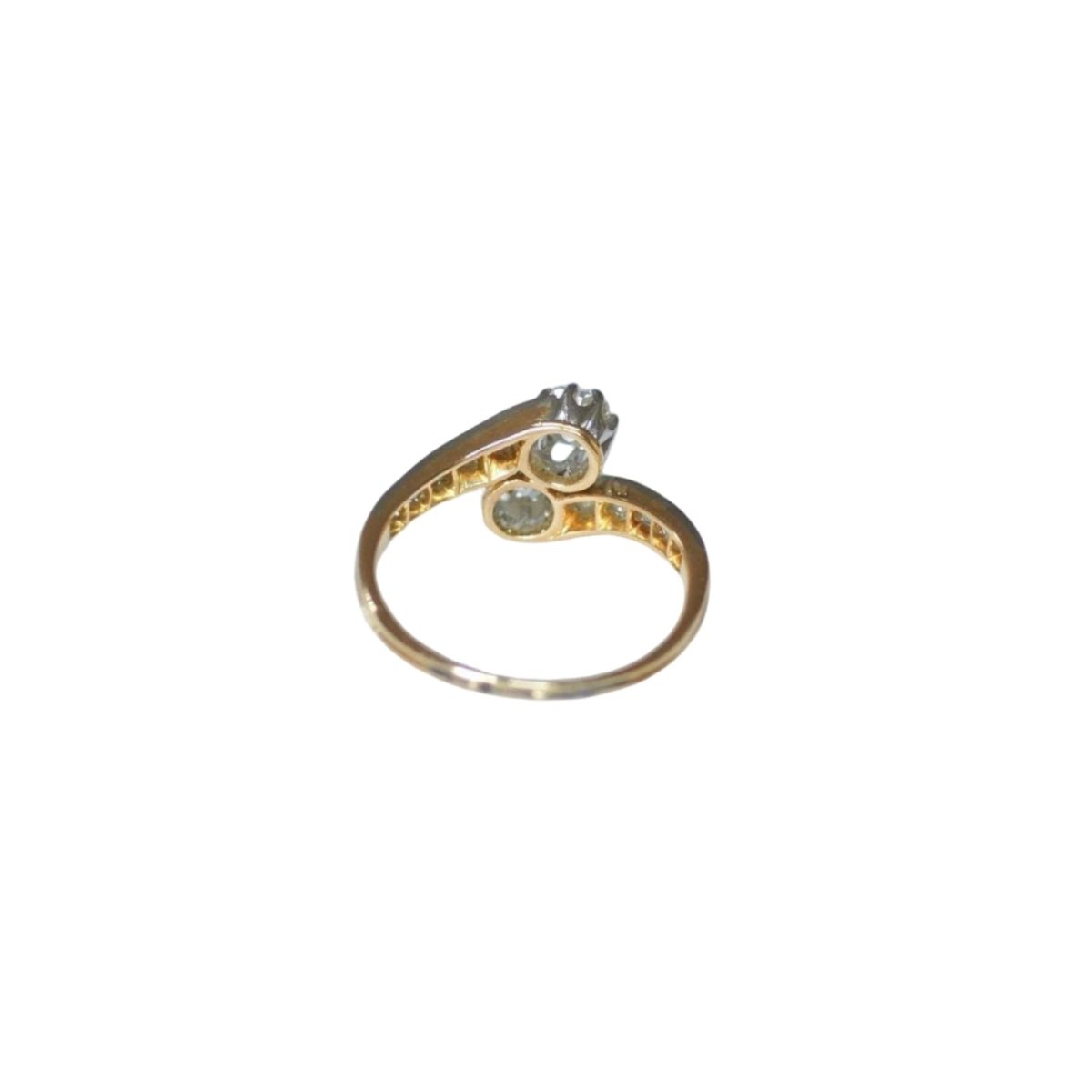 Bague Toi et Moi en or jaune, platine, et diamants - Castafiore